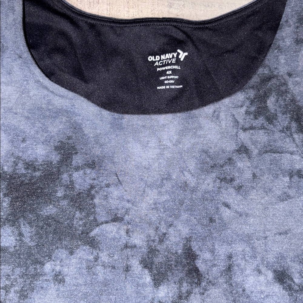 Old Navy Active Powerchill Light Support Go Dry Crop Tye Dye Built In Bra 4X - Picture 3 of 11